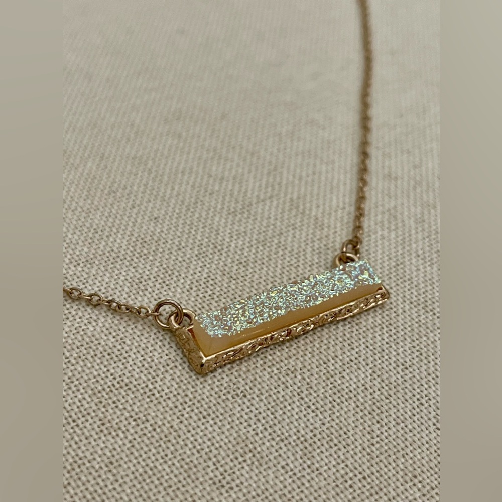 Francesca’s Collection Gold Glitter Bar Necklace
